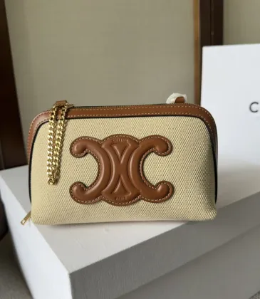 CELINE CLUTCH ON CHAIN CUIR TRIOMPHE IN TEXTILE AND CALFSKIN #A49271