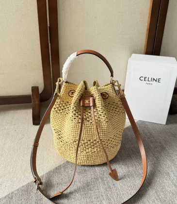 CLARA CELINE CLASSIC PANIER IN RAFFIA AND CALFSKIN #A49281