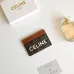 21Celine Leather Card Case with Logo Print #A46199