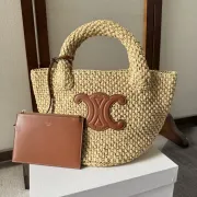 Celine SMALL CABAS THAIS IN RAFFIA AND CALFSKIN  #A49276
