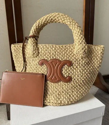 Celine SMALL CABAS THAIS IN RAFFIA AND CALFSKIN  #A49276