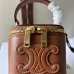 7Celine Smooth Calfskin Cuir Triomphe Mini Vanity Case Tan #A49273