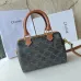 3Celine Triomphe Canvas Calfskin Small Boston Bag #A49297