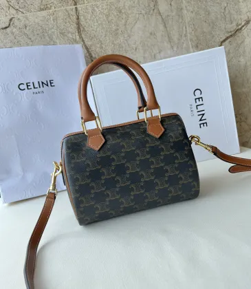 Celine Triomphe Canvas Calfskin Small Boston Bag #A49297
