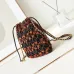 6CHANEL Calfskin Macrame Mini Chanel 22 Black Light Brown #A49182