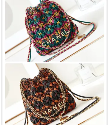 CHANEL Calfskin Macrame Mini Chanel 22 Black Light Brown #A49182