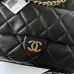 5CHANEL Calfskin Quilted Pocket Shopping Tote Black #A49154