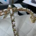9CHANEL Caviar Quilted Chain Top Handle With Chain White/Black #A49146