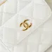 8CHANEL Caviar Quilted Polly Pocket Pouch Hobo Black/White #A49188