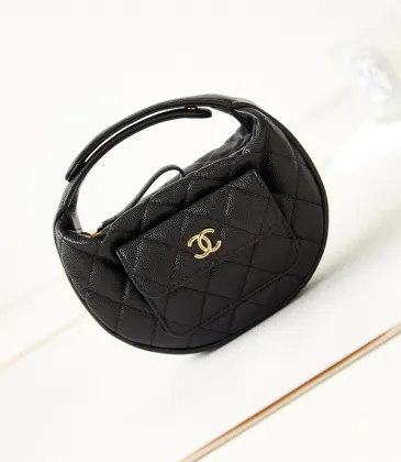CHANEL Caviar Quilted Polly Pocket Pouch Hobo Black/White #A49188