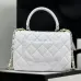 3CHANEL Lambskin Lacquered Quilted Mini Trendy CC Tote Bag White #A50845