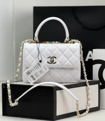 CHANEL Lambskin Lacquered Quilted Mini Trendy CC Tote Bag White #A50845