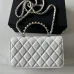 12CHANEL Lambskin Quilted Crystal Top Handle Clutch #A50415