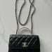 7CHANEL Lambskin Quilted Crystal Top Handle Clutch #A50415