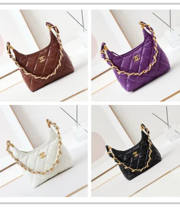CHANEL Shiny Lambskin Quilted Small Hobo #A49163