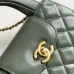 6Chanel Black Quilted Aged Calfskin Mini Kelly Bag Aged Gold Hardware #A49206