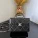 9Chanel Black Quilted Lambskin Top Handle Clutch with Chain Pale Gold Hardware #A49208