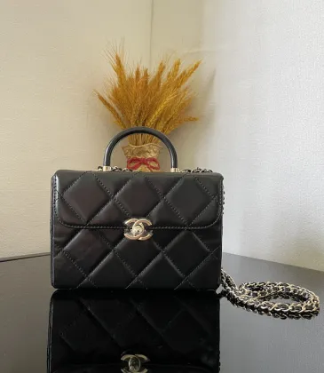 Chanel Black Quilted Lambskin Top Handle Clutch with Chain Pale Gold Hardware #A49208