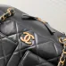 15Chanel Bowling Bag: Cowhide Leather 24K Gold Chain Handbag with Pockets #A49219