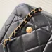 16Chanel Bowling Bag: Cowhide Leather 24K Gold Chain Handbag with Pockets #A49219