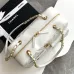 6Chanel Bowling Bag: Cowhide Leather 24K Gold Chain Handbag with Pockets #A49219