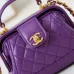 16Chanel Brown Quilted Lambskin Top Handle Mini Bag Brushed #A49152