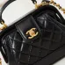 19Chanel Brown Quilted Lambskin Top Handle Mini Bag Brushed #A49152