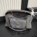7Chanel Maxi Bowling Bag Light Grey Washed Denim Antique Gold Hardware #A49217