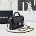 3Chanel Mini Rectangular Flap with Top Handle Black Lambsk #A50222