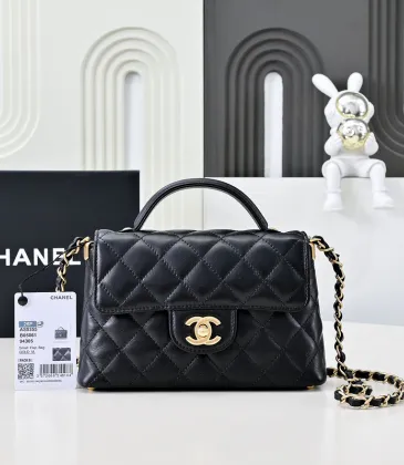 Chanel Mini Rectangular Flap with Top Handle Black Lambsk #A50222