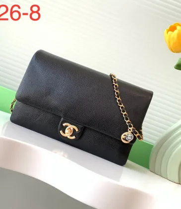 Chanel Small Flap Bag Black Shiny Grained Calfskin Brushe #A49178