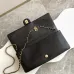 7Maxi clutch bag, Grained shiny calfskin &amp; gold-tone metal, black #A49177