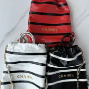 Chanel Chanel 22 Coco Mark Border Calf Leather Black/White/Red #A49197