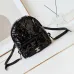 9Chanel Leather and Sequin CC Logo Backpack Black/White #A49196