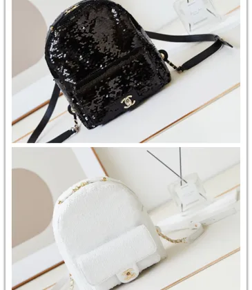 Chanel Leather and Sequin CC Logo Backpack Black/White #A49196