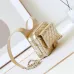 1Chanel Mini F-Shaped Backpack, Champagne Gold Space Silver Diamond Checkered Tofu Bag #A49214