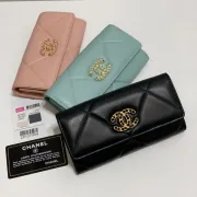 CHANEL Lambskin Quilted Chanel 19 Flap Wallet #A49138