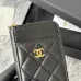 15Chanel Classic Caviar Quilted Zip Card Holder Black Wallet #A49135