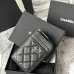 3Chanel Classic Caviar Quilted Zip Card Holder Black Wallet #A49135