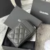 4Chanel Classic Caviar Quilted Zip Card Holder Black Wallet #A49135