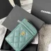 13Chanel Classic Caviar Quilted Zip Card Holder Wallet  #A49136