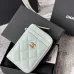 23Chanel Classic Caviar Quilted Zip Card Holder Wallet  #A49136