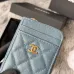 5Chanel Classic Caviar Quilted Zip Card Holder Wallet  #A49136