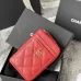 9Chanel Classic Caviar Quilted Zip Card Holder Wallet  #A49136