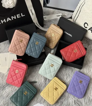 Chanel Classic Caviar Quilted Zip Card Holder Wallet  #A49136
