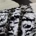 7CHANEL Sequin Embroidered Medium Flap Black White #A49210