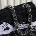 14Chanel 24B black and white sequin bow silver hardware mini flap chain bag #A49207