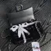 17Chanel 24B black and white sequin bow silver hardware mini flap chain bag #A49207