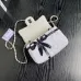7Chanel 24B black and white sequin bow silver hardware mini flap chain bag #A49207