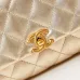 4Chanel Mini Pearl Top Handle Flap Bag Metallic Gold Lambskin Brushed Gold Hardware #A49223